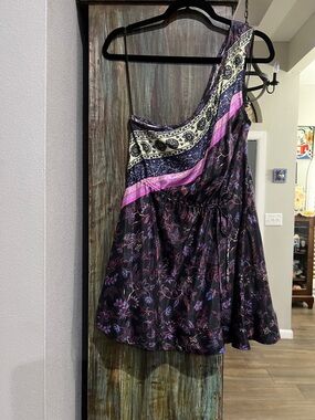 Free People Multicolor Floral Print Tunic with Pink and Green Accents size L